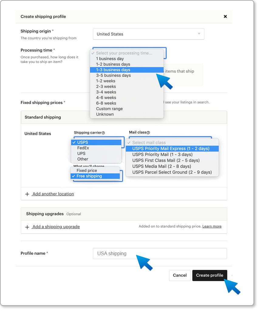Shipping Upgrades и Shipping Profiles на Etsy Etsy, eBay, Shopify